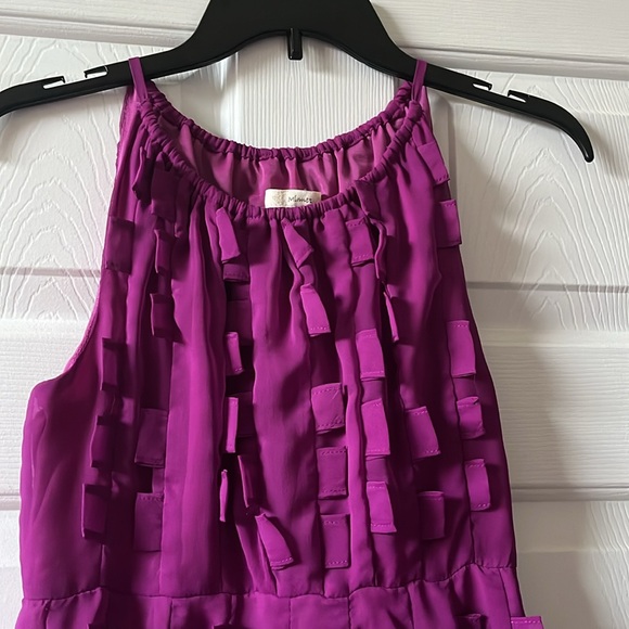 Minuet Sleeveless Purple Tabbed Halter Dress - Picture 2 of 7